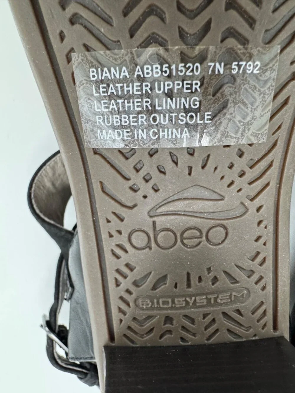 Abeo Bianca Black Leather Strappy Sandals With Block Heel & Bio System Comfort